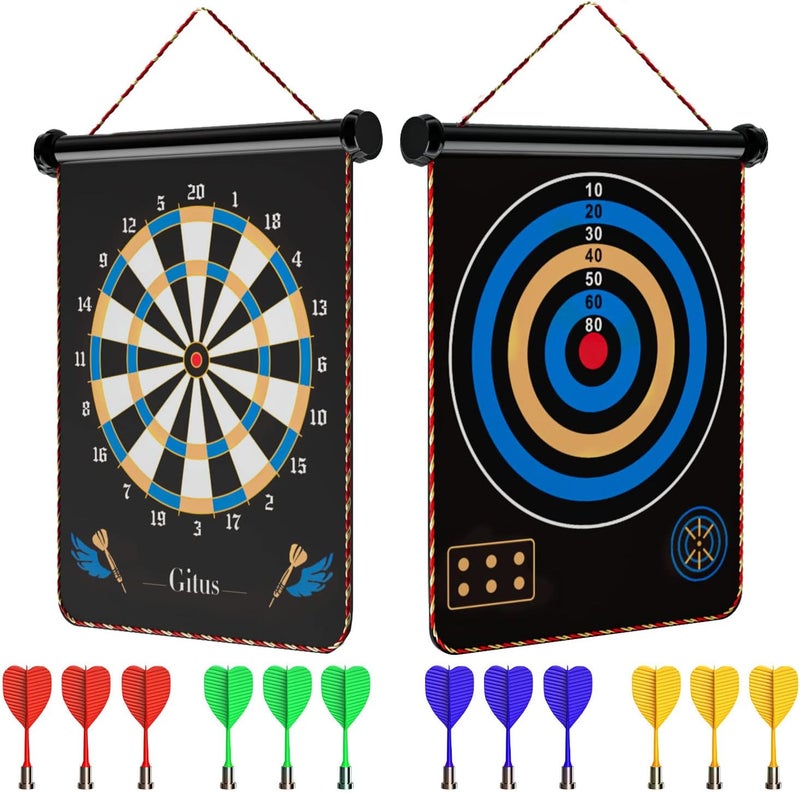 Gitus Magnetic Dart Board Indoor Outdoor Games for Kids with 12 Darts, Gifts for Teenage Boys Teen Boy Gift Ideas Gifts for Boys 8 9 10 11 12 13 14 Years Old Game Room Decor - Image 1